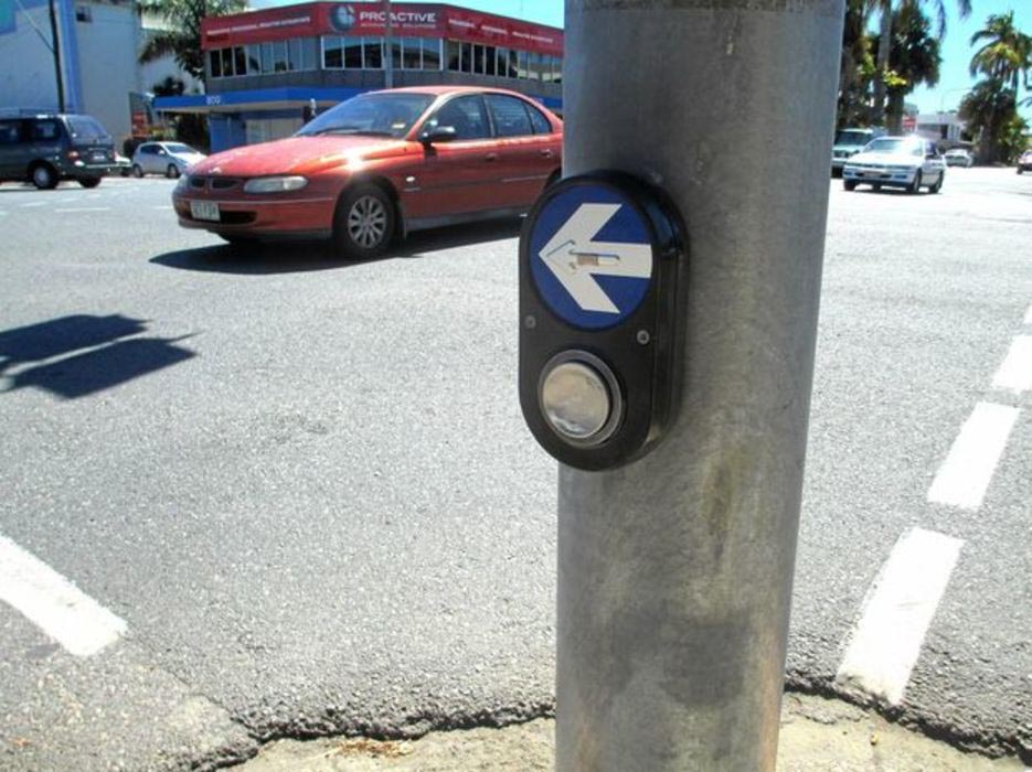 pedestrian crossing button on mackay intersection