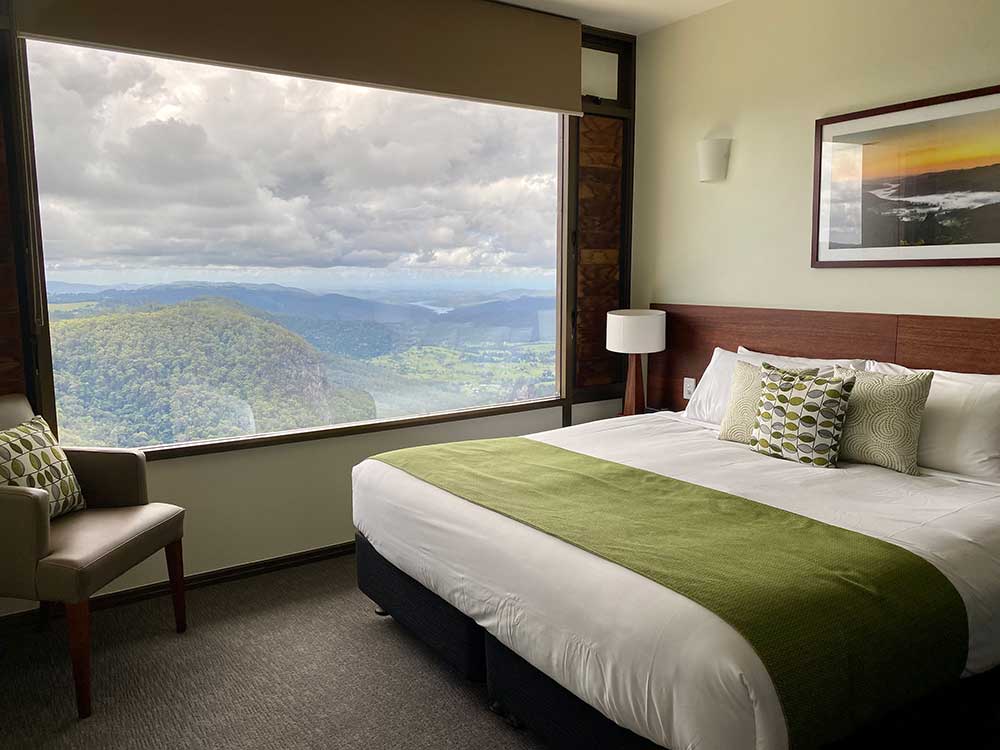 View from bedroom inside Binna Burra Sky Lodge.