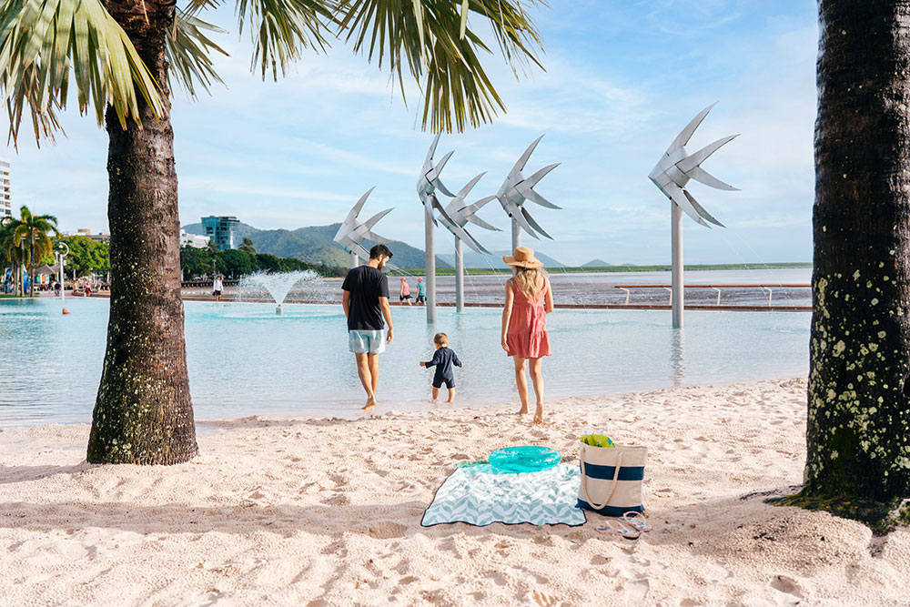 A family at the Cairns lagoon.