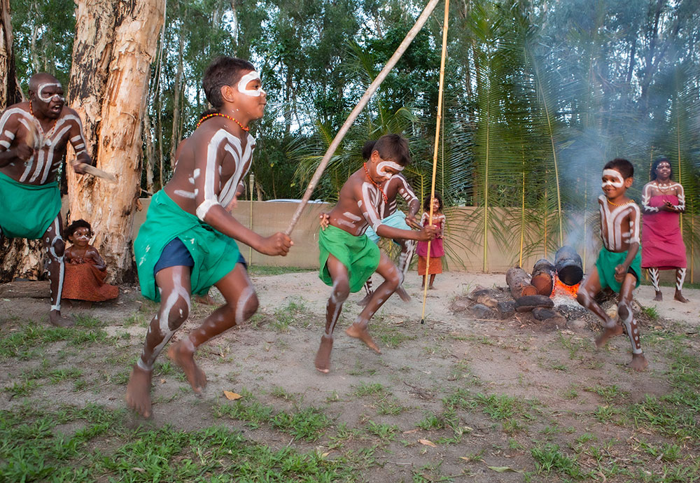 Young Indigenous dancers perform at the Mandingalbay Yidinji Deadly Dinner.