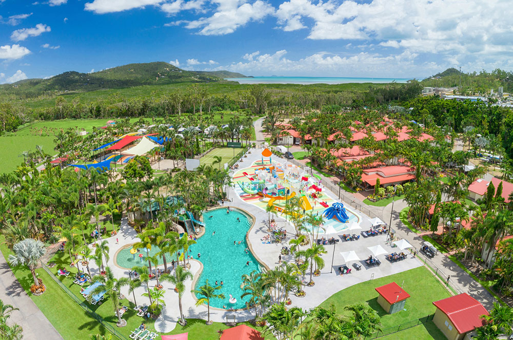 Aerial view of the Big4 Adventure Whitsundays Resort.