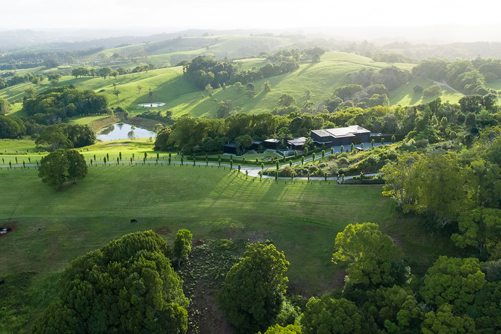 Aerial view of Amaraoo retreat in northern NSW.