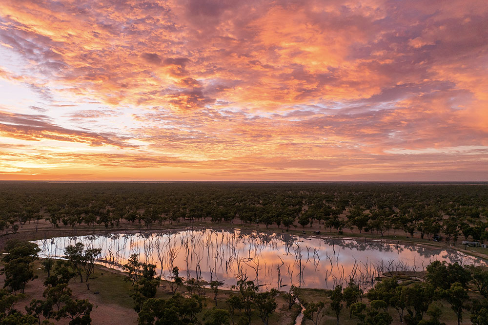 Lara wetlands at sunset.