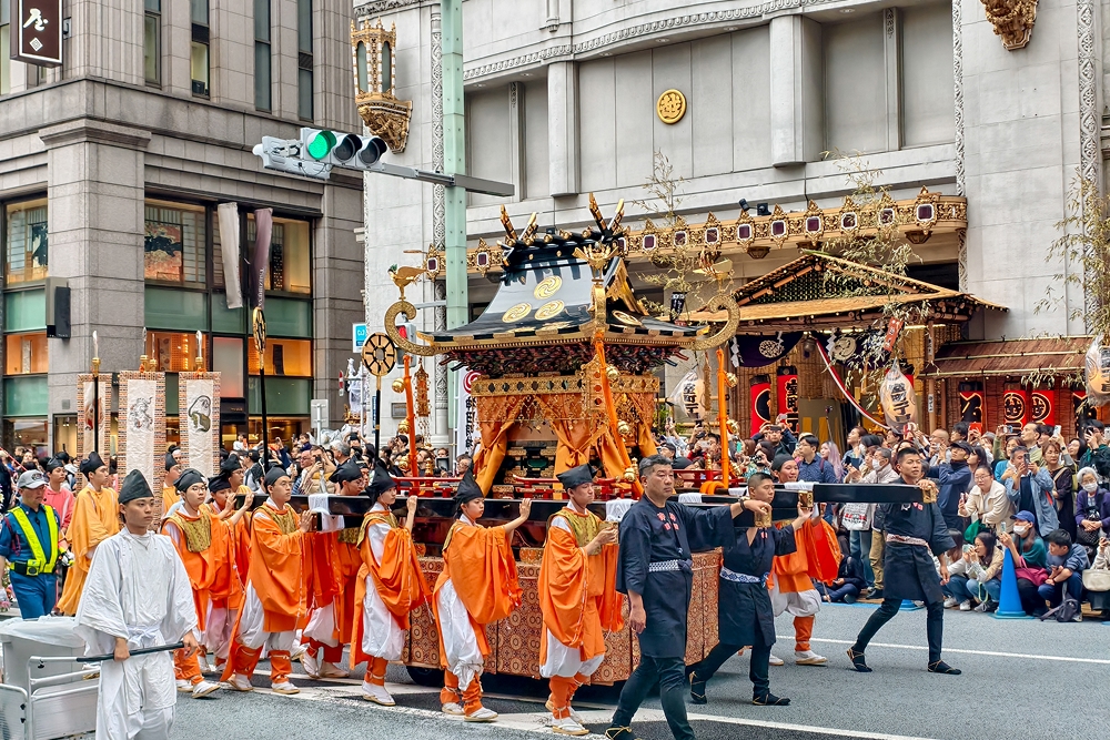 Matsuri parade procession through Tokyo city