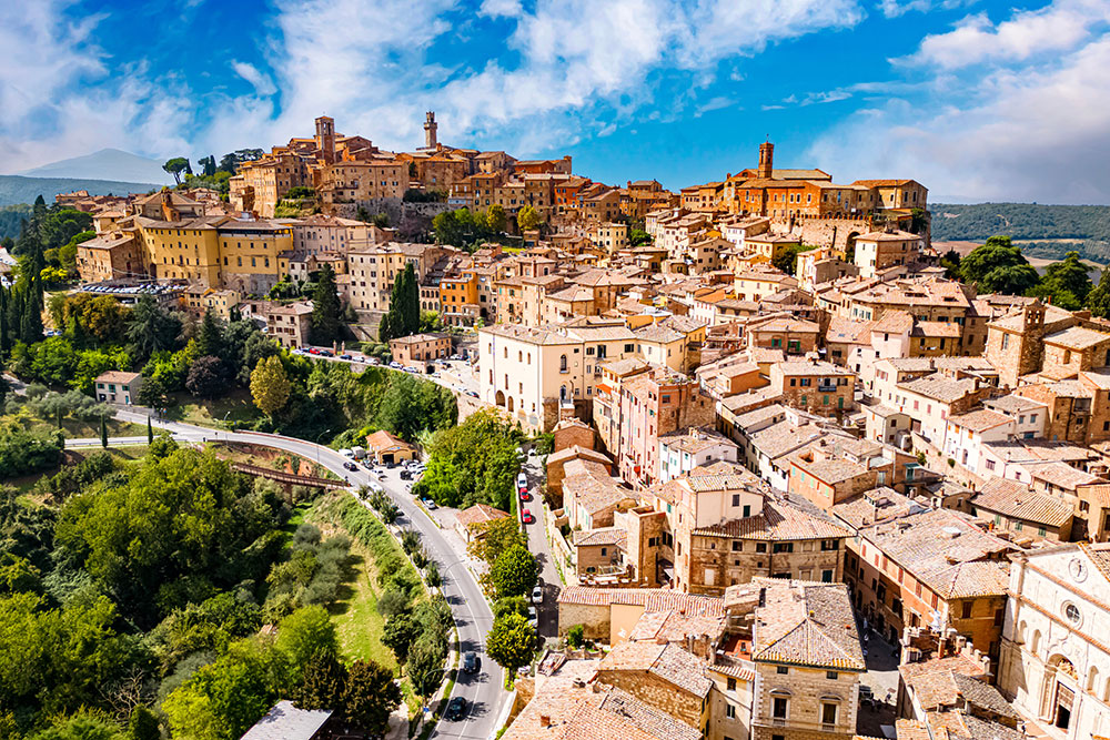Aerial view of Montepulciano, Tuscany, Italy.