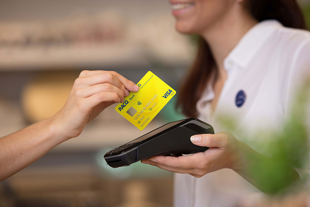 Customer uses RACQ Bank Visa card.