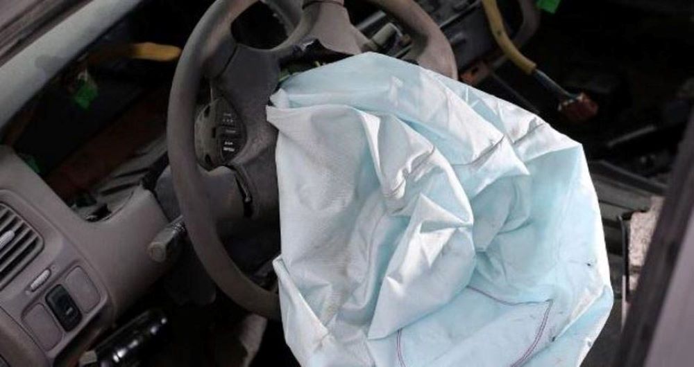 Deployed car airbags after crash