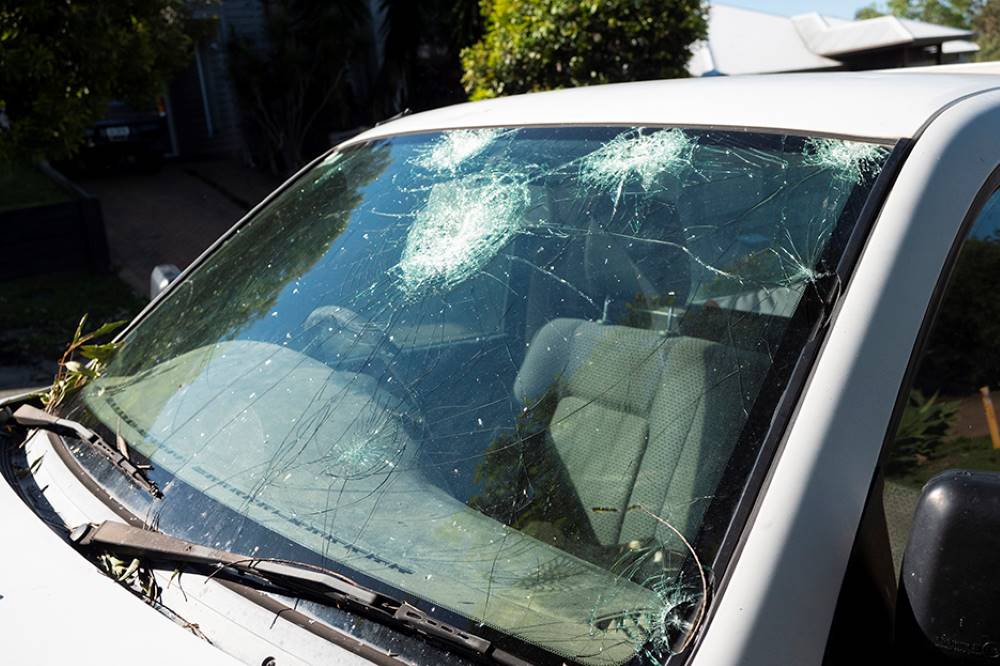 Car hit with hailstorm