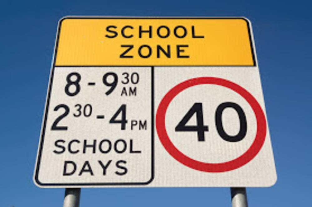 School zone road sign