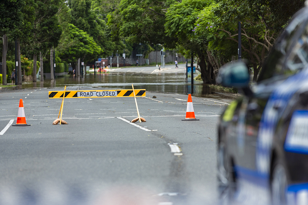 Brisbane flooded road