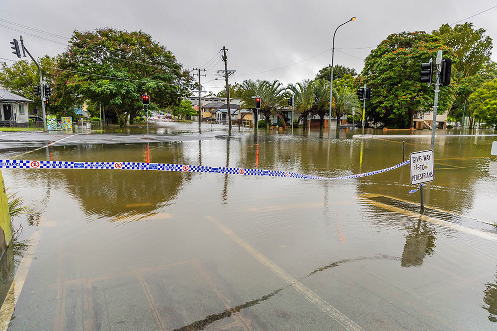Flooded intersection in Cannon Hill, Brisbane