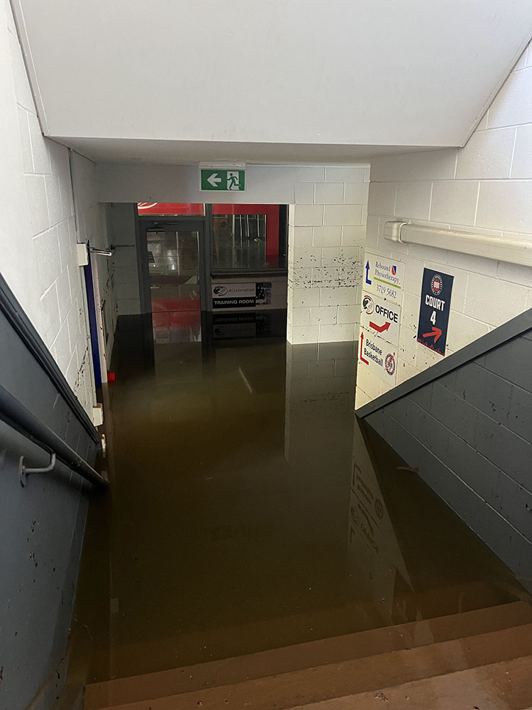 Flood sports club stairs
