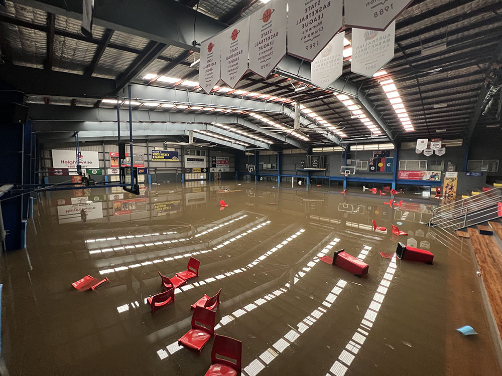 Flooded stadium
