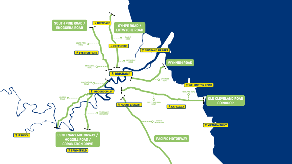 Key radial routes needing improved public transport