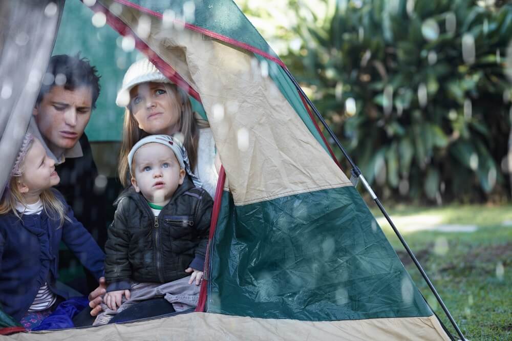 Family tent rain