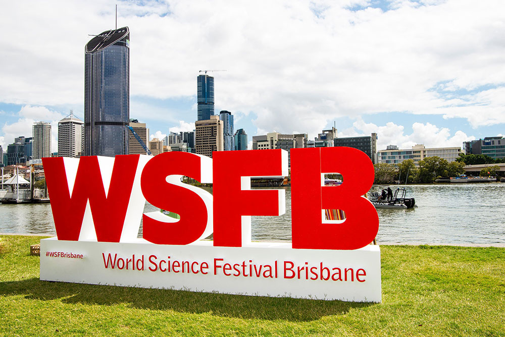 World science festival brisbane sign at south bank