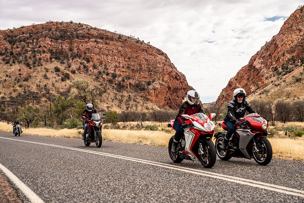 Motorcyclists heading to the Red CentreNATS.