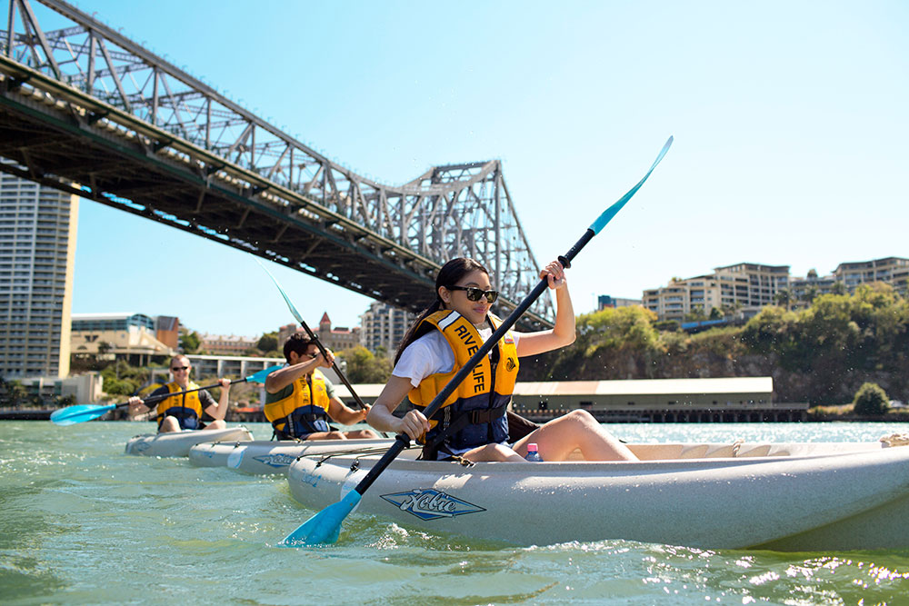 Kayaking on the Brisbane River.