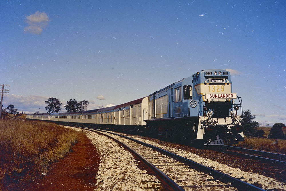 The Sunlander passing through Zillmere on its way to Cairns in 1970.
