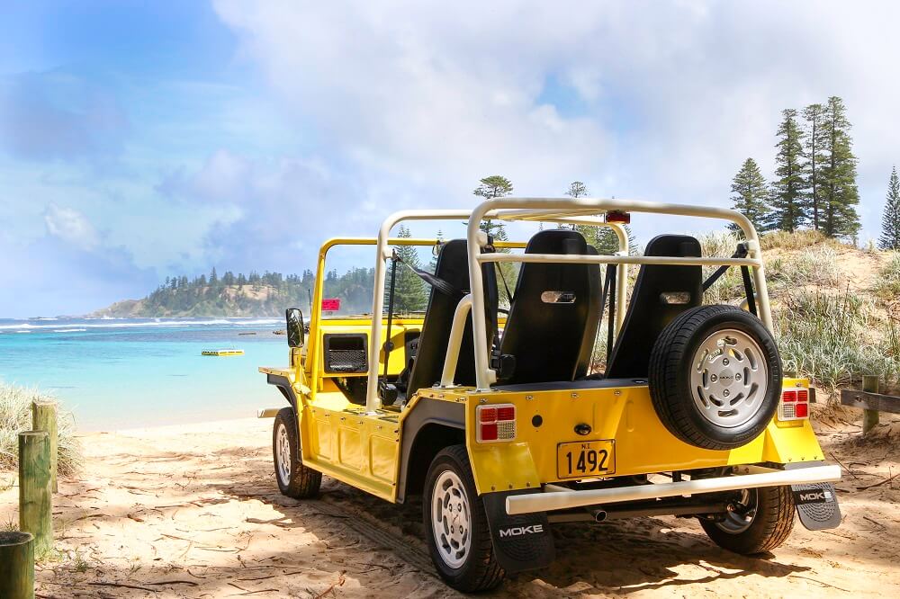 Mini moke on the beach