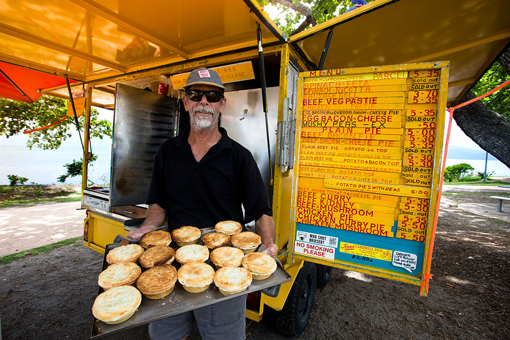 The pie man at Cardwell.