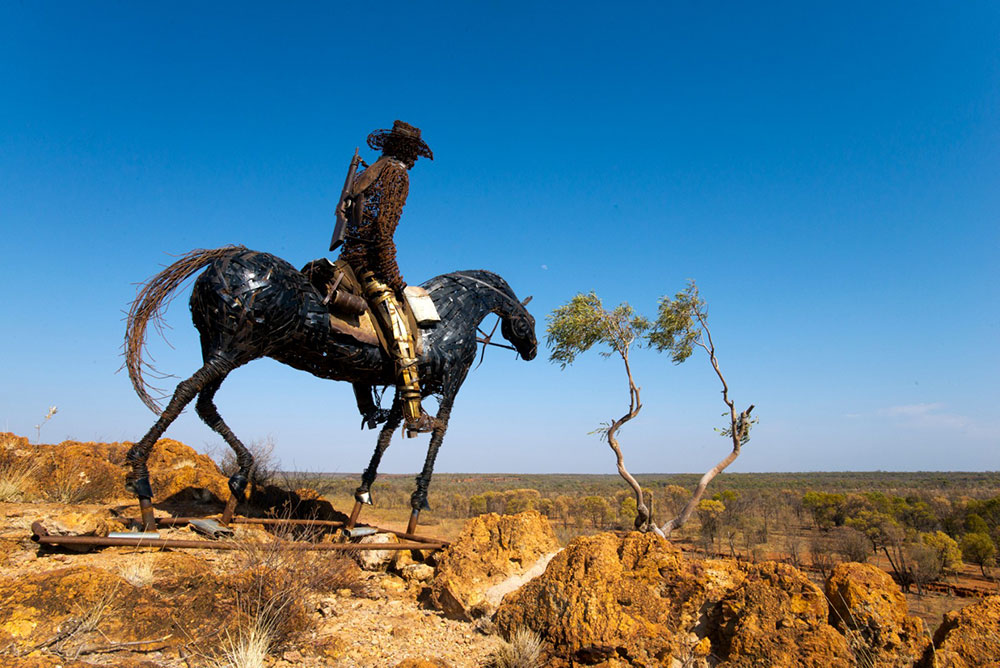 Returned Soldier sculpture on the Lake Dunn Sculpture Trail.