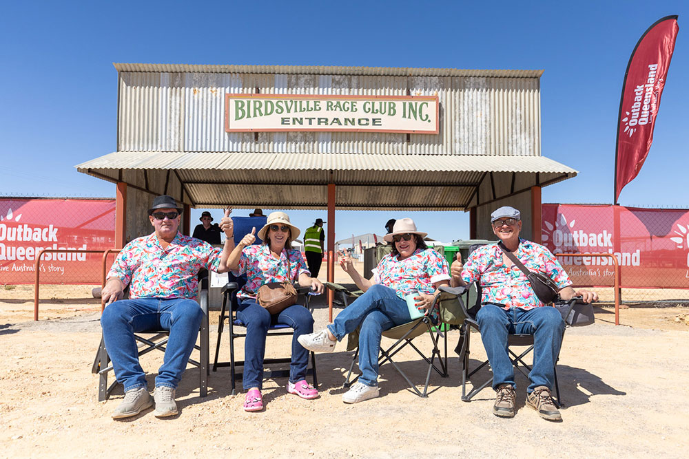 Racegoers having fun at the Birdsville Races.