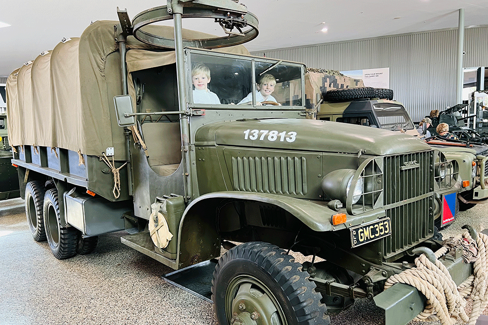1941 GMC 6x6 with M36 gun ring on display at Queensland Transport Museum.