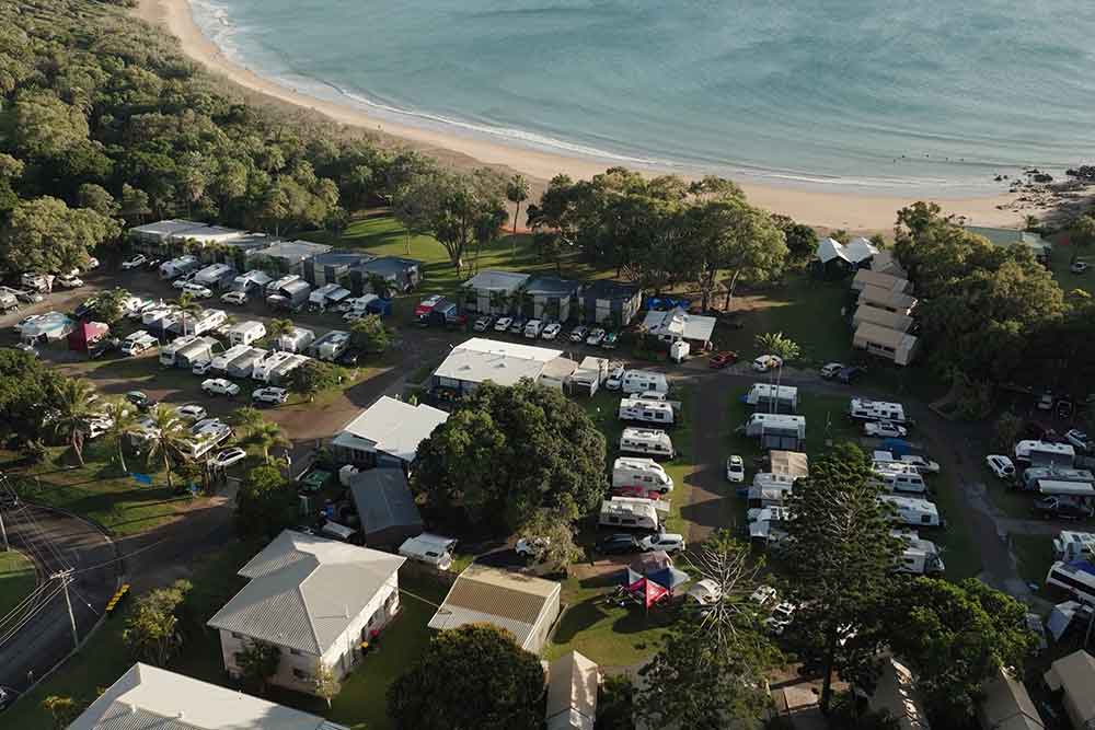 A beachside caravan park