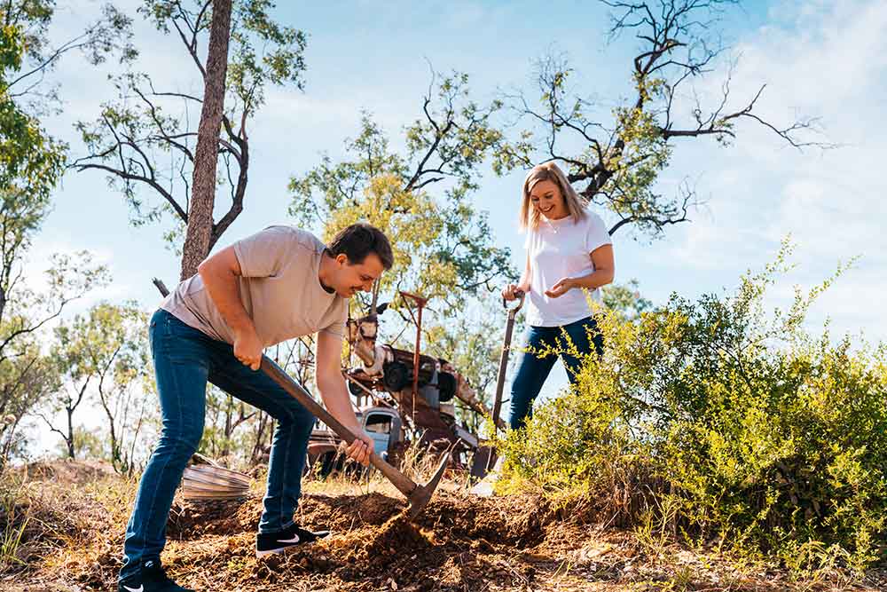 Digging for gemstones in the Central Highlands.