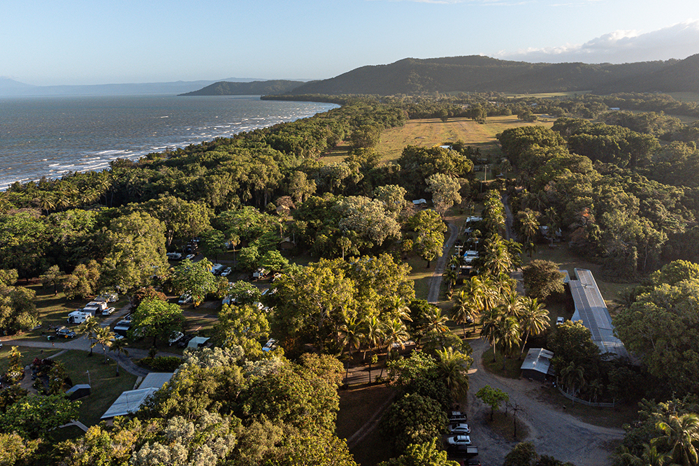 Aereial view of Daintree Beach Resort.