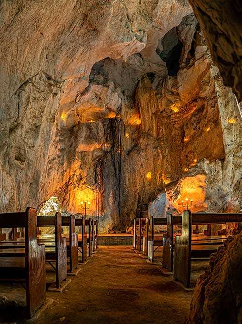 Inside Cathedral Cave at Capricorn Caves.