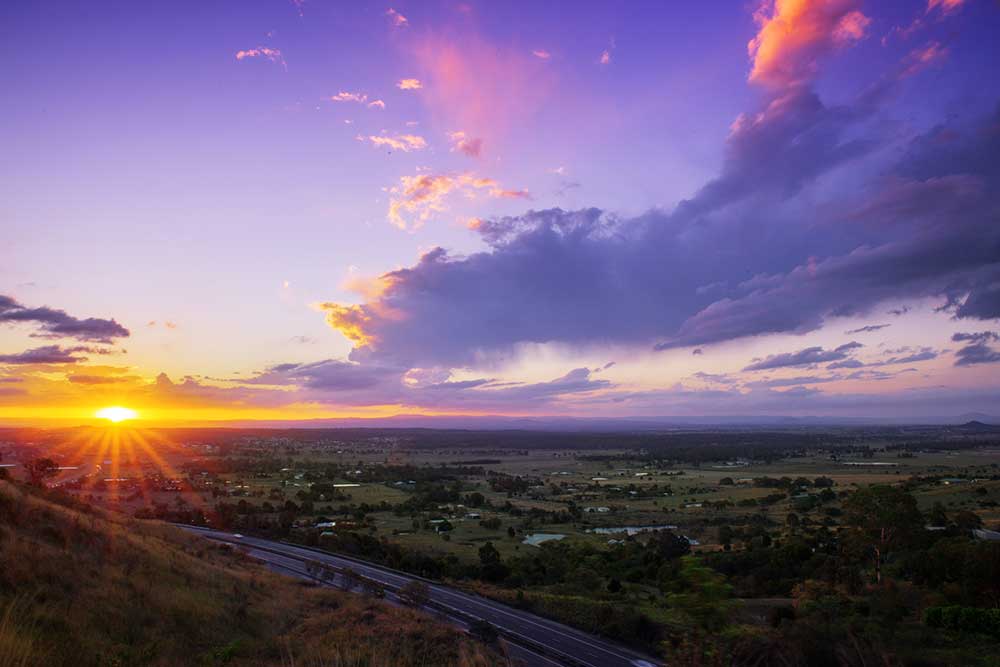 Sunset over the Lockyer Valley.
