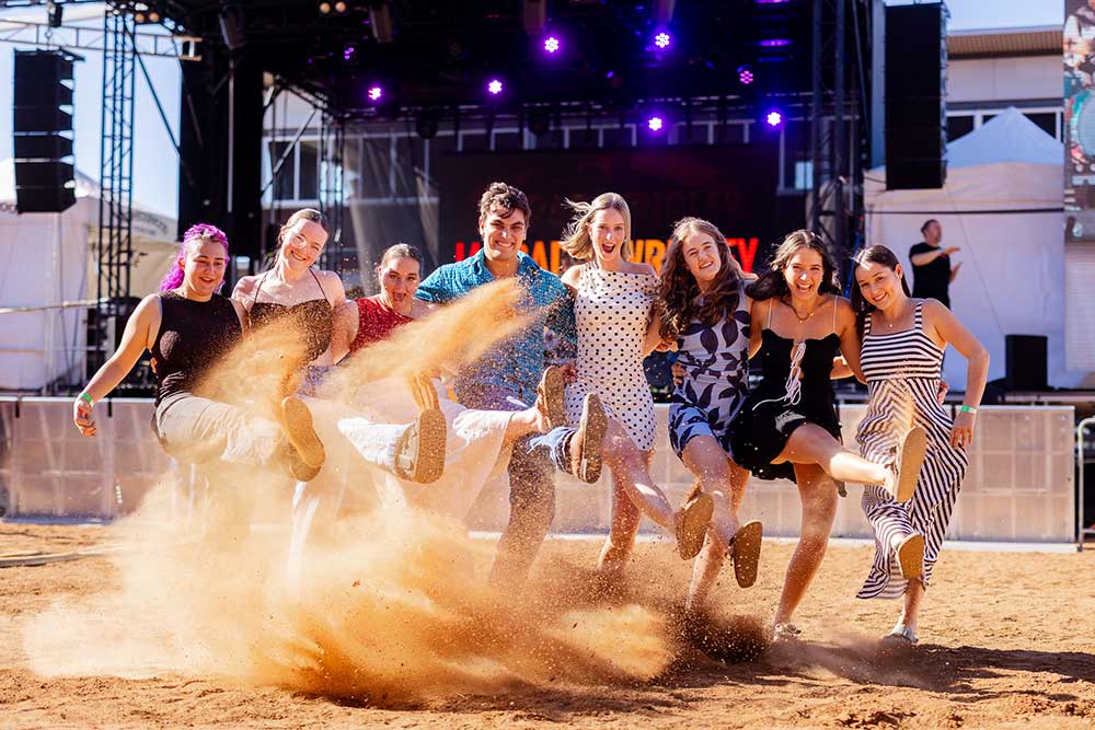 Attendees at the QLD Music Trails: Outback event in Mount Isa kick up some dust.
