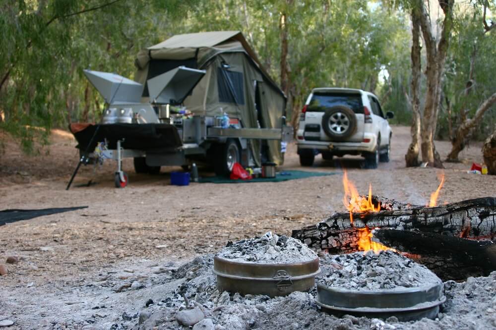 Camp trailer camping