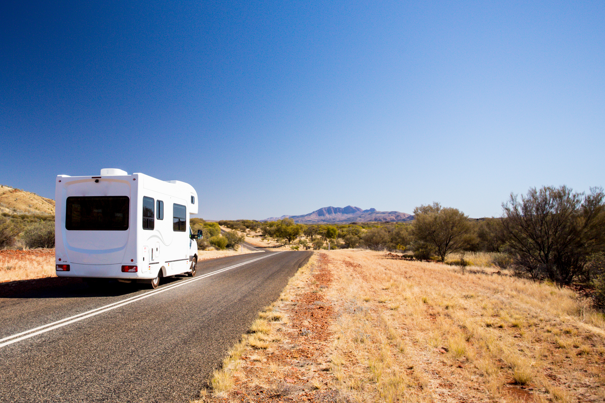 A motorhome on the open road.