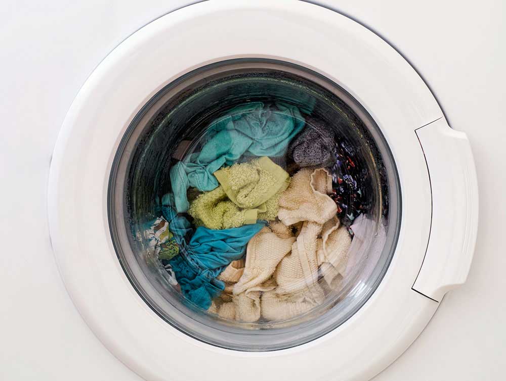 clothes spinning in a washing machine