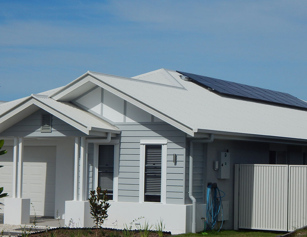 Solar panels on roof.