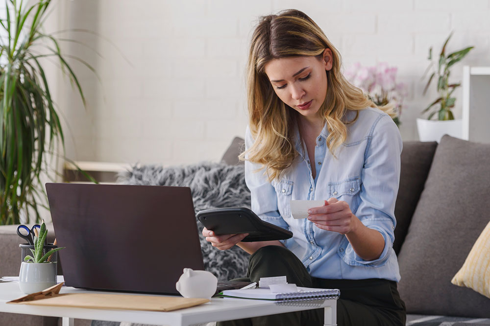 Woman doing her budget.
