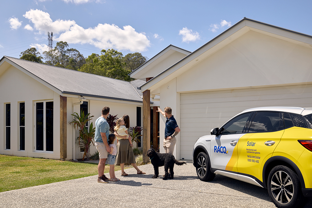 RACQ Solar team member visits family at their home.