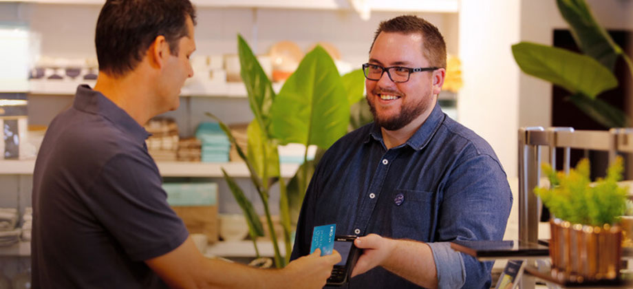 Customer paying with bank card