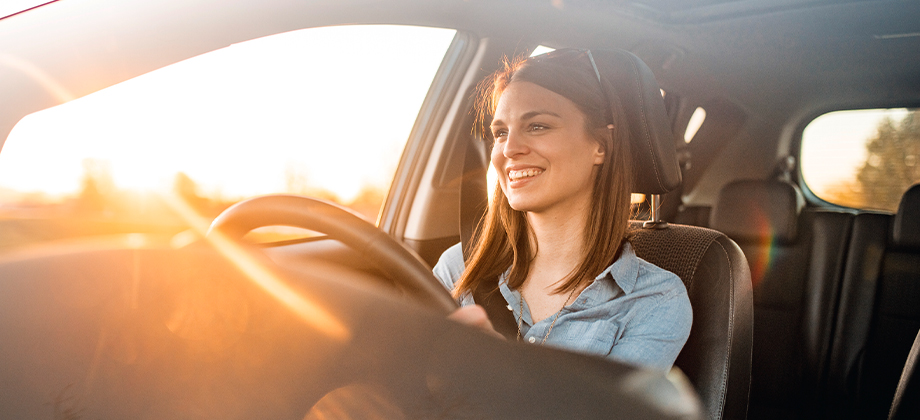 woman driving car