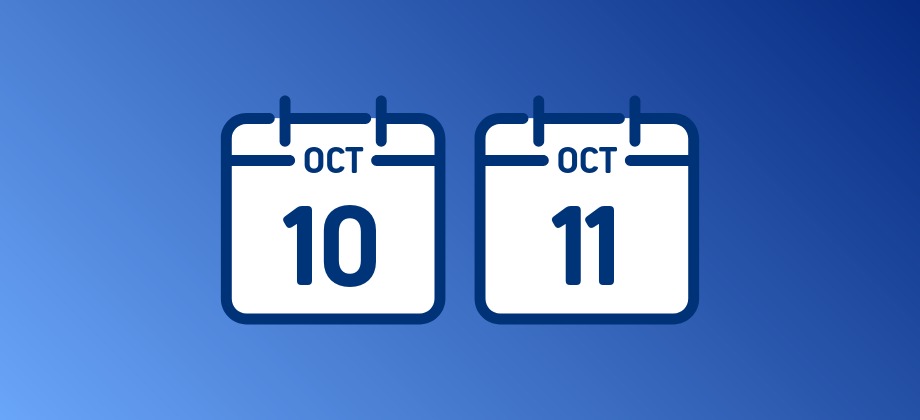 Calendar Oct 10 and Oct 11
