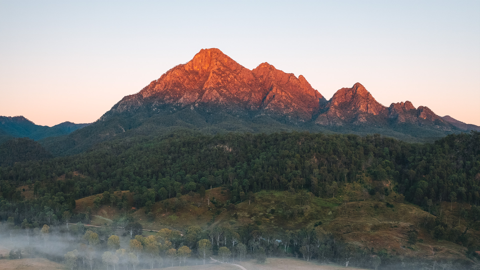 Mount Barney catching the setting sun