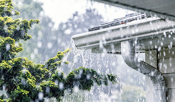 Heavy rain on roof of house