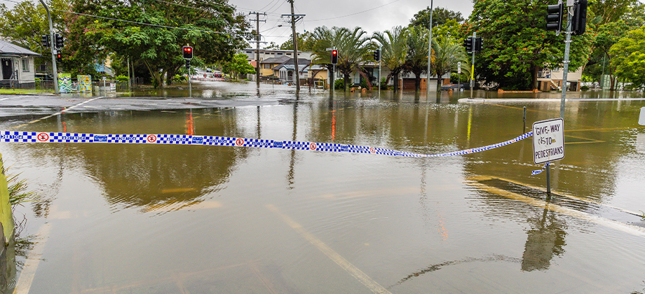 traffic light street flooded water