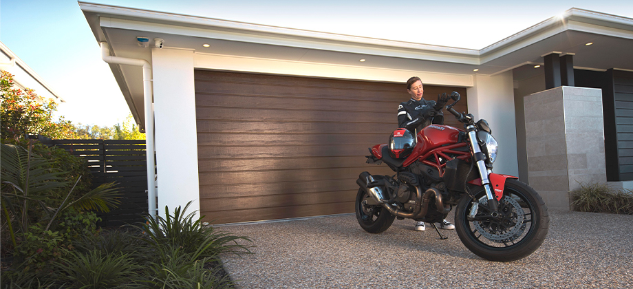Person getting ready to ride motorbike