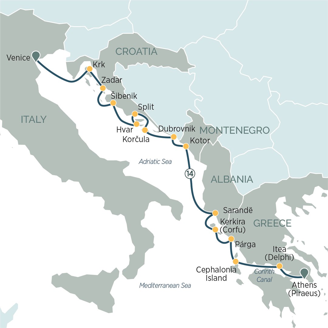 Discover the Mediterranean from Athens to Venice
