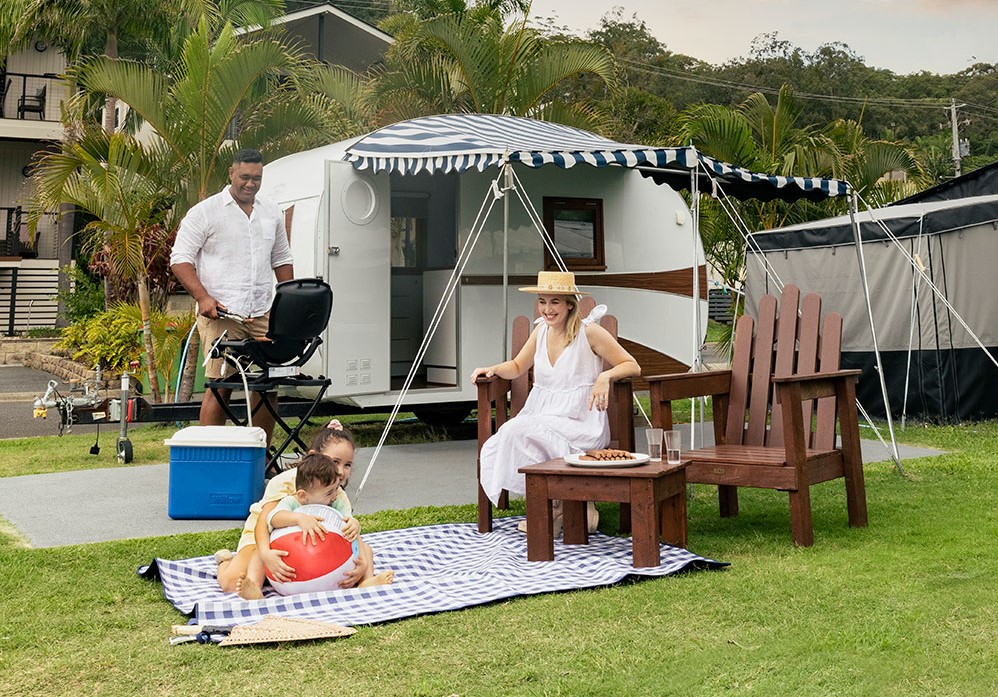 Family holidaying at a Queensland caravan park.