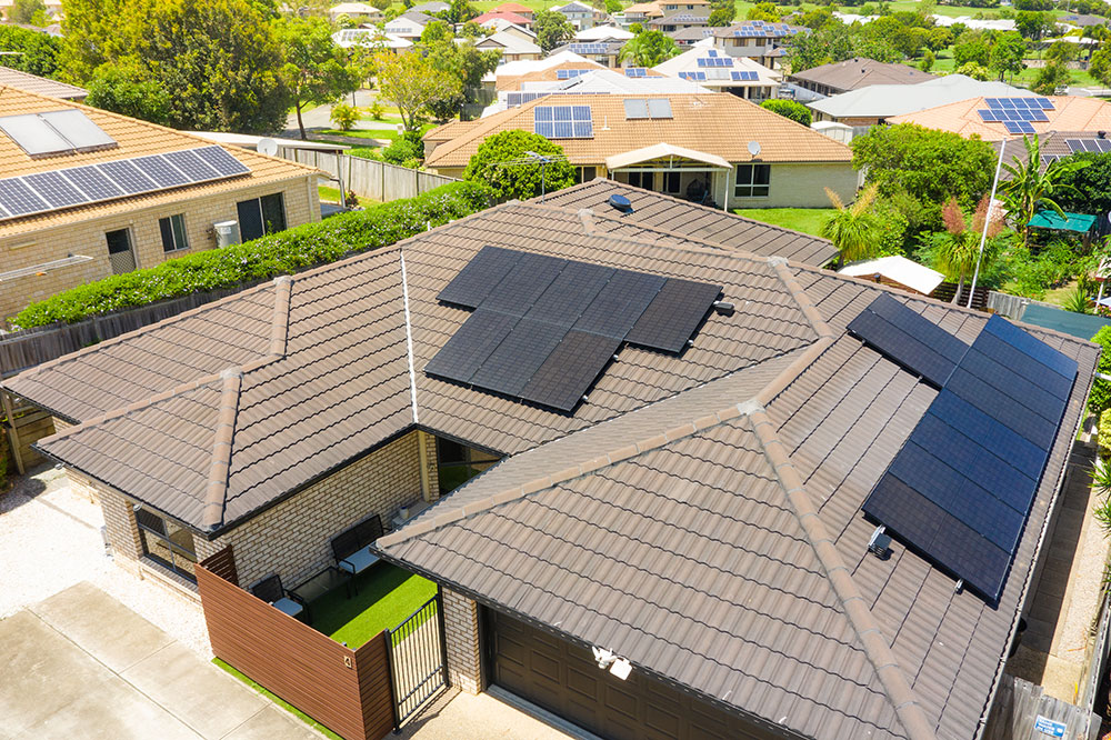 Home with solar panels.
